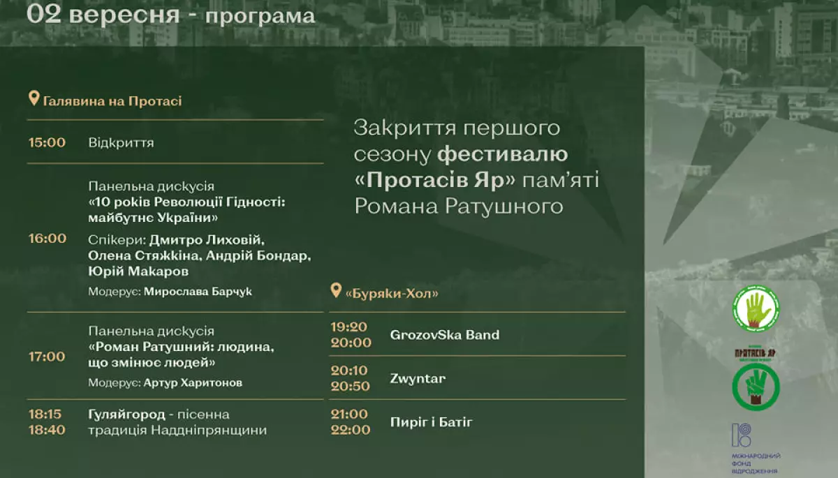 Фестиваль «Протасів Яр» пам'яті Романа Ратушного оголосив програму закриття