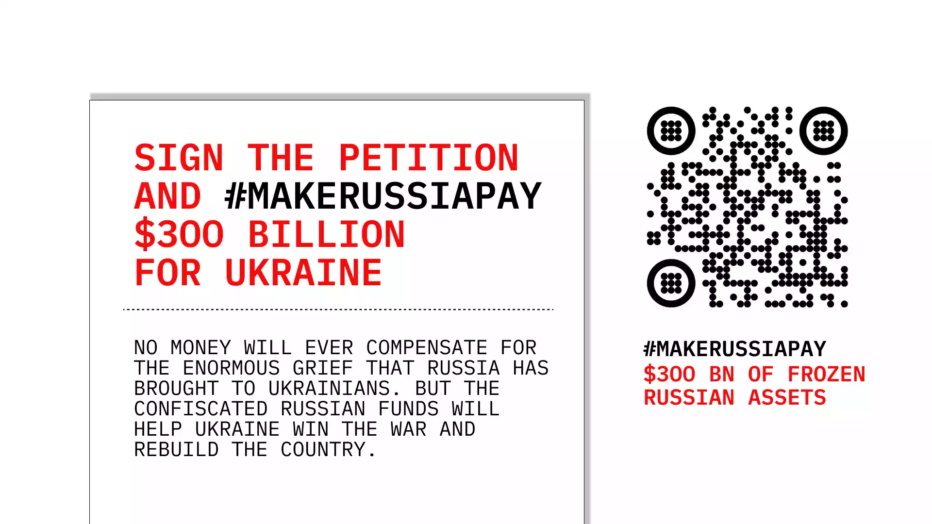 #MakeRussiaPay. Центр громадянських свобод і Центр протидії корупції закликали підписати петицію про конфіскацію російських активів