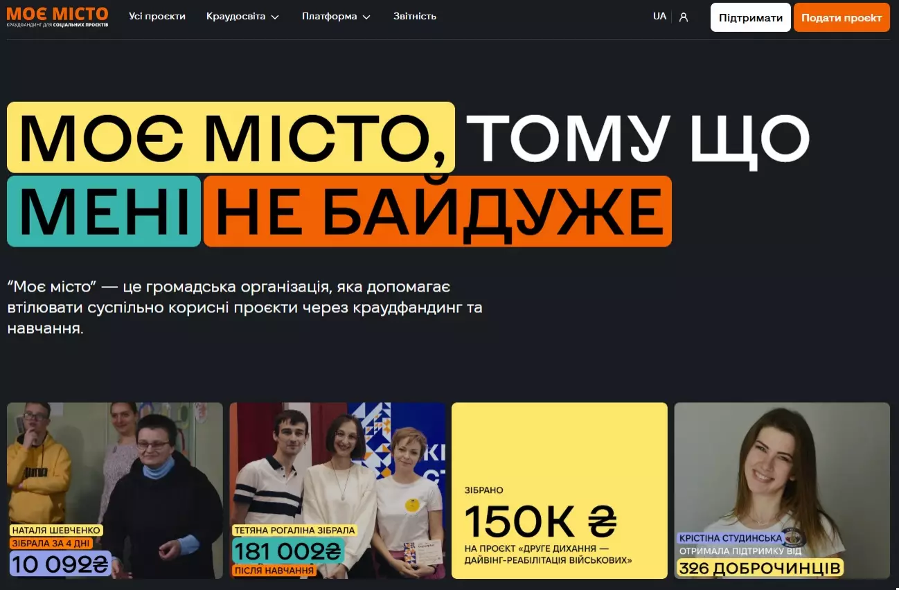 ГО «Моє місто» запустила на сайті новий функціонал для краудфандингу суспільно корисних проєктів